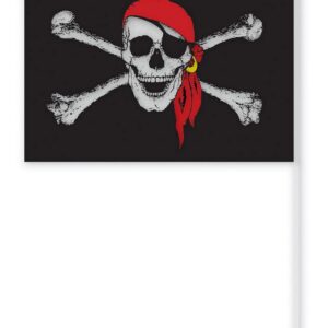 P'tit Clown - Drapeau Pirate - Idéal pour Une Décoration de Fête - Carnaval, Anniversaire Enfant - Polyester - Noir (Drapeau Pirate - 30 x 45 cm)