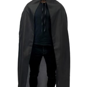P'tit Clown - 16201 - Cape Homme - Tissu Polyester - 1,30 M + Col - Noir - Parfaite pour Déguisement Halloween, Carnaval, Fêtes Costumées et Évènements à Thème - Vampire - Dracula – Sorcier