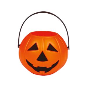 P'TIT Clown - Panier Citrouille en Plastique - Ø 18 cm - Hauteur 14 cm - Parfait pour Récolte de Bonbons d'halloween