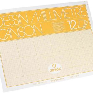 CANSON - Pochette 12 feuilles de papier millimétré bleu - A4 - 90g/m²