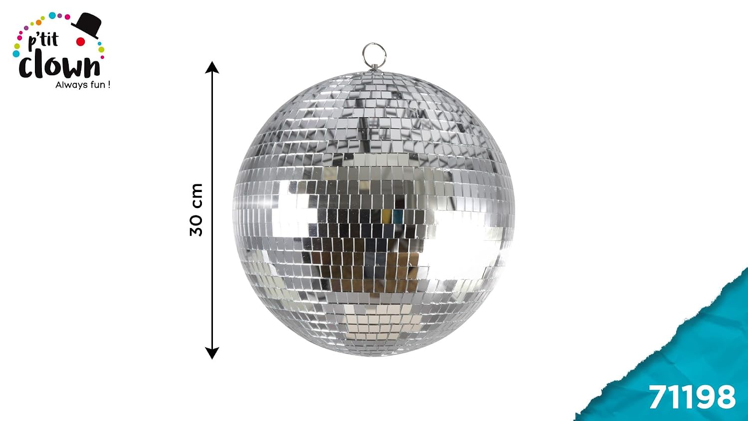 P'TIT CLOWN — Boule à facettes Ø 30 cm argentée – Image 2