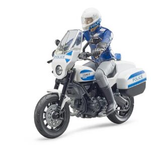 bruder 62731 - Bworld Scrambler Ducati Moto Police & Policier - 1:16 Agent, Véhicule d'intervention, Poste de commandement, Poste de police, Jouet