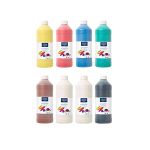 Lefranc Bourgeois - Gouache liquide Essentiel pour enfants - Assortiment de 8 bouteilles de 1L