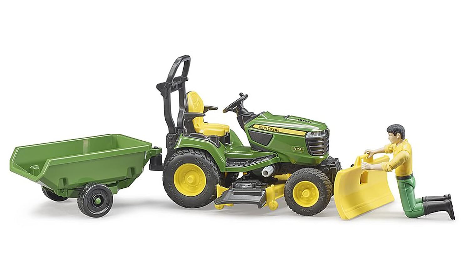 BRUDER Bworld John Deere — Tracteur à gazon 1:16 avec remorque – Image 2
