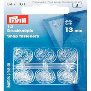 Prym 347161 Boutons pression à coudre, 13mm, transparent