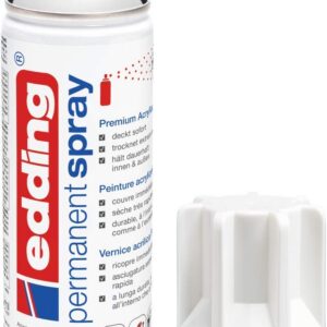edding 5200 spray permanent - blanc trafic brillante - 200 ml - peinture acryliqueen aérosol pour peindre ou décorer verre, métal, bois, céramique, plastique, toile