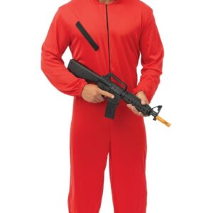 P'TIT CLOWN - 18043 - Costume Braqueur Adulte - Polyester - Rouge - S/M