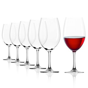 Verres à Vin Bordeaux Classic Lot de 6, 650 ml – Verres Élégants pour Bordeaux – Verres à Vin Rouge en Cristal pour un Maximum d'Arômes – Lavables au Lave-Vaisselle & Fabriqués en Allemagne