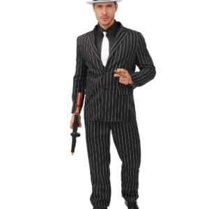 P'TIT CLOWN - Déguisement de Gangster - Costume pour Adulte - Parfait pour Carnaval, Fêtes Costumées et Évènements à Thème (Homme, L-XL)