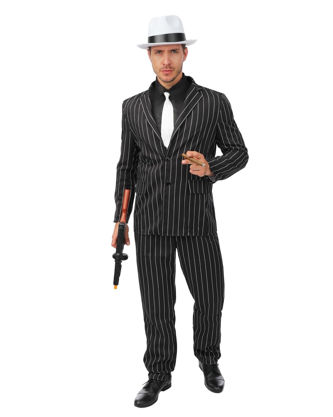 P'TIT CLOWN - Déguisement de Gangster - Costume pour Adulte - Parfait pour Carnaval, Fêtes Costumées et Évènements à Thème (Homme, L-XL)