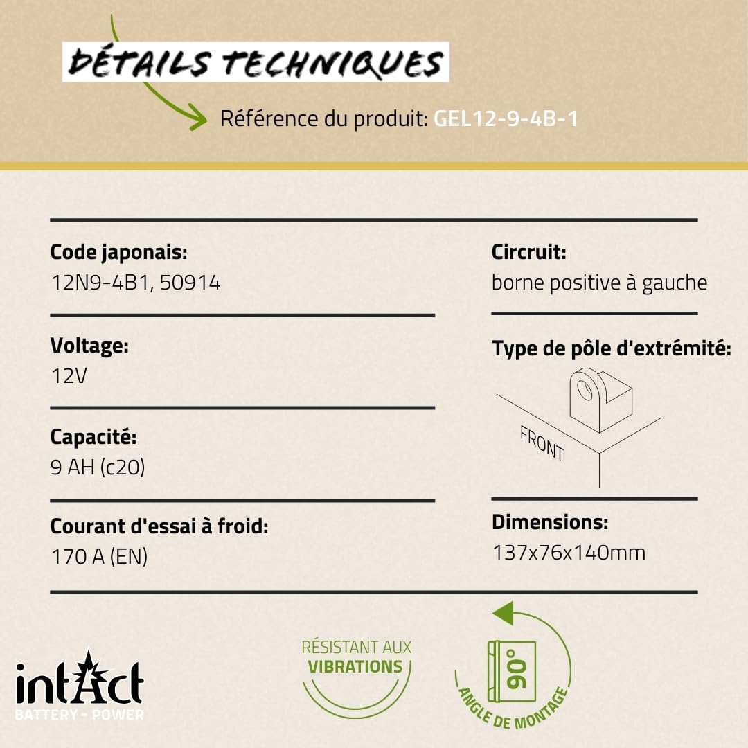 INTACT Bike-Power GEL12-9-4B-1 — Batterie moto 12V 9Ah 170A – Image 4