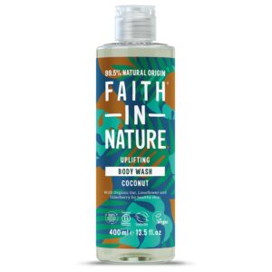 Faith in Nature Gel Douche et Bain Naturel Huile de Coco, Hydratant Végan et Respectueux des Animaux, Sans Parabènes et Sans SLS, 400ml