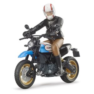 bruder 63051 - Scrambler Ducati Desert Sled avec pilote, figurine jouet, moto-cross