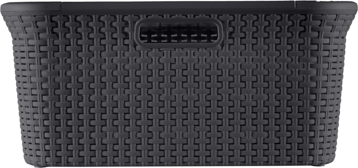 CURVER — Panier à linge 45L aspect rotin anthracite – Image 4