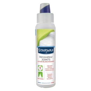 STARWAX - Rénovateur joints - Action Blanchissante - Désinfecte et élimine les traces noires - Formule en gel - Brosse intégrée - Action Rapide - Fabriqué en France - 250ml