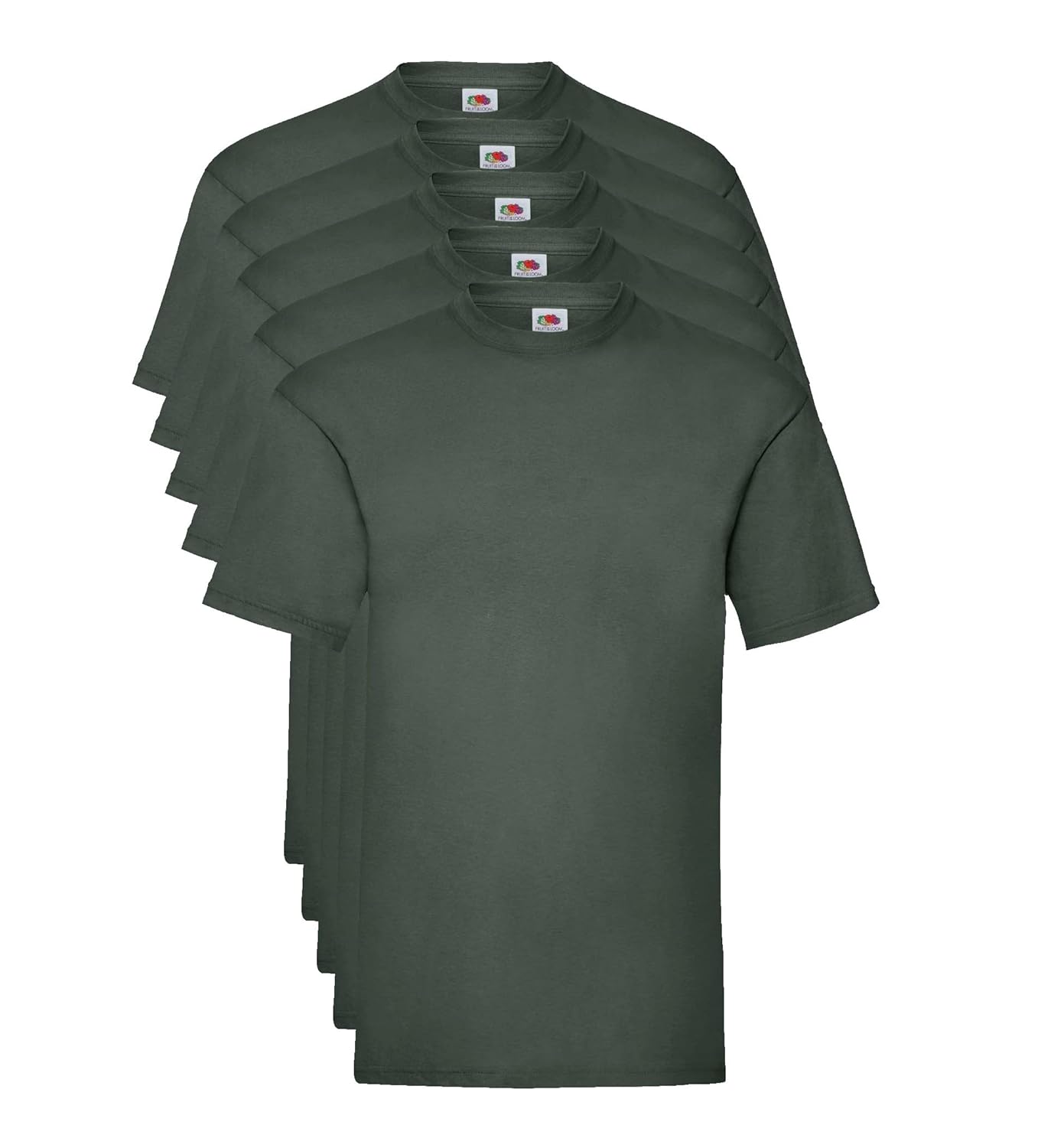 Fruit of the Loom Valueweight 5 Pack, T-Shirt Homme, Vert (Bottle Green 38), Medium