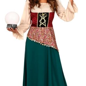 FIESTAS GUIRCA | Costume de Zíngara et Voyante (36-38/S) - Robe et Chapeau - Costumes pour Halloween, Carnaval et Fêtes Déguisées pour Adultes - Idéal pour Célébrations Mystiques et Ésotériques