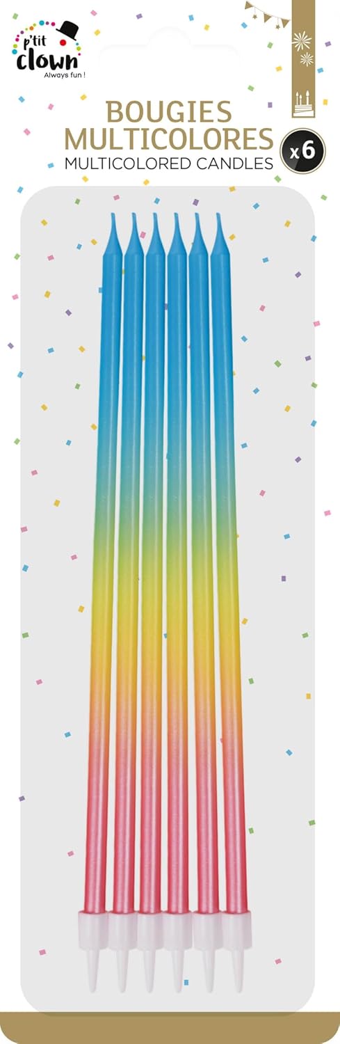 P'TIT CLOWN — Lot de 6 Bougies longues multicolores – Image 2