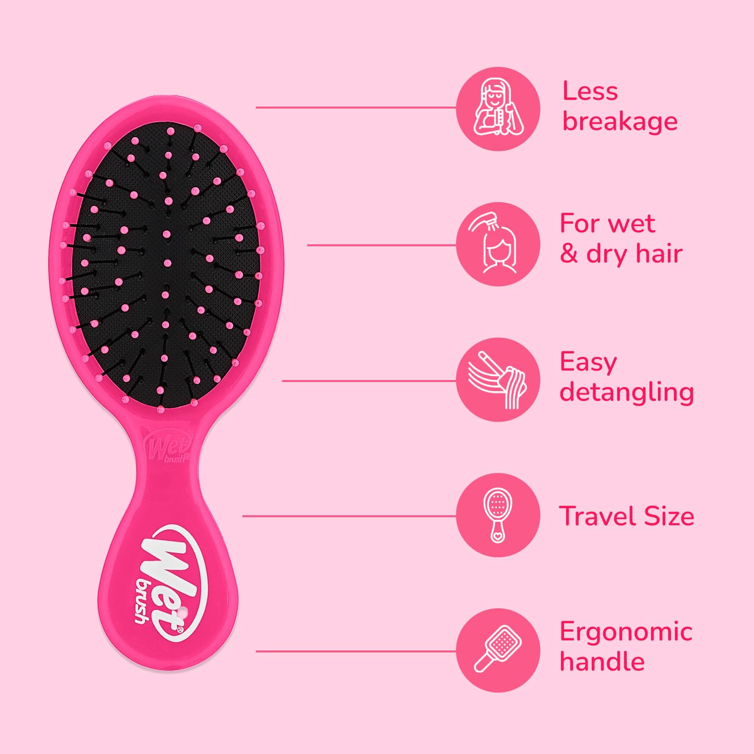 WET BRUSH Mini — Brosse Démêlante Rose – Image 3