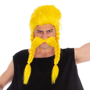 Chaks - Perruque et barbe Panoramix, ensemble officiel d'accessoires pour costume Astérix et Obélix, pêcheur pour carnaval et Comic Con