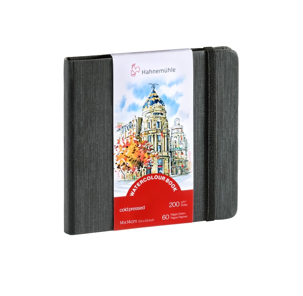 Hahnemühle Cahier aquarelle 200 g/m², grain fin, 30 feuilles, blanc naturel, 14 x 14 cm