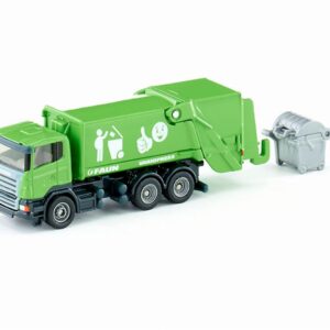 siku 1890, Camion à ordures, 1:87, Métal/Plastique, Orange, Dispositif de collecte basculant, Grande poubelle comme accessoire