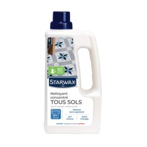 STARWAX - Nettoyant Concentré pour Sols Intérieurs - Nettoie et Dégraisse Tous les Sols Mats et Brillants - Sans rinçage - Pour Usage Régulier - Fabriqué en France - 1L - jusqu'à 50 nettoyages