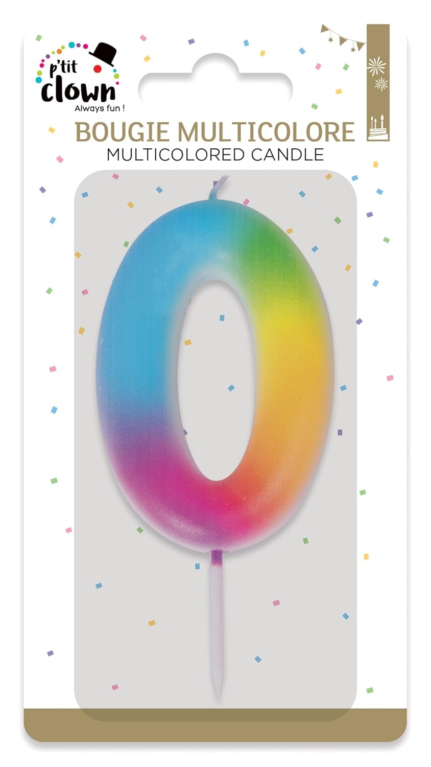 P'TIT CLOWN - Bougie Anniversaire Numérotée - Parfaite pour Décoration Gâteau - Fête Enfant, Adulte, Birthday Party (Multicolore, 0)