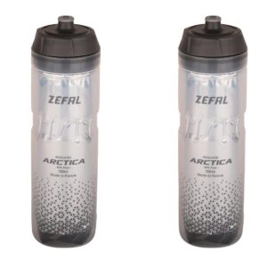 ZEFAL Pack Arctica 75 - Lot de Deux Bidons Vélo 750 ML - Gourde Vélo Isotherme - Inodore et Etanche - Bidon Sport sans BPA - Argent/Noir