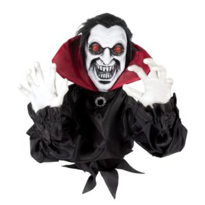 P'tit Clown - 24093 - Automate Halloween Vampire Bondissant - Décoration Animée, Sonore, Lumineuse - Piles (3xAAA) Non incluses - 40 cm