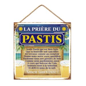 Plaque Deco Metal 20x20 Cm la Prière du Pastis