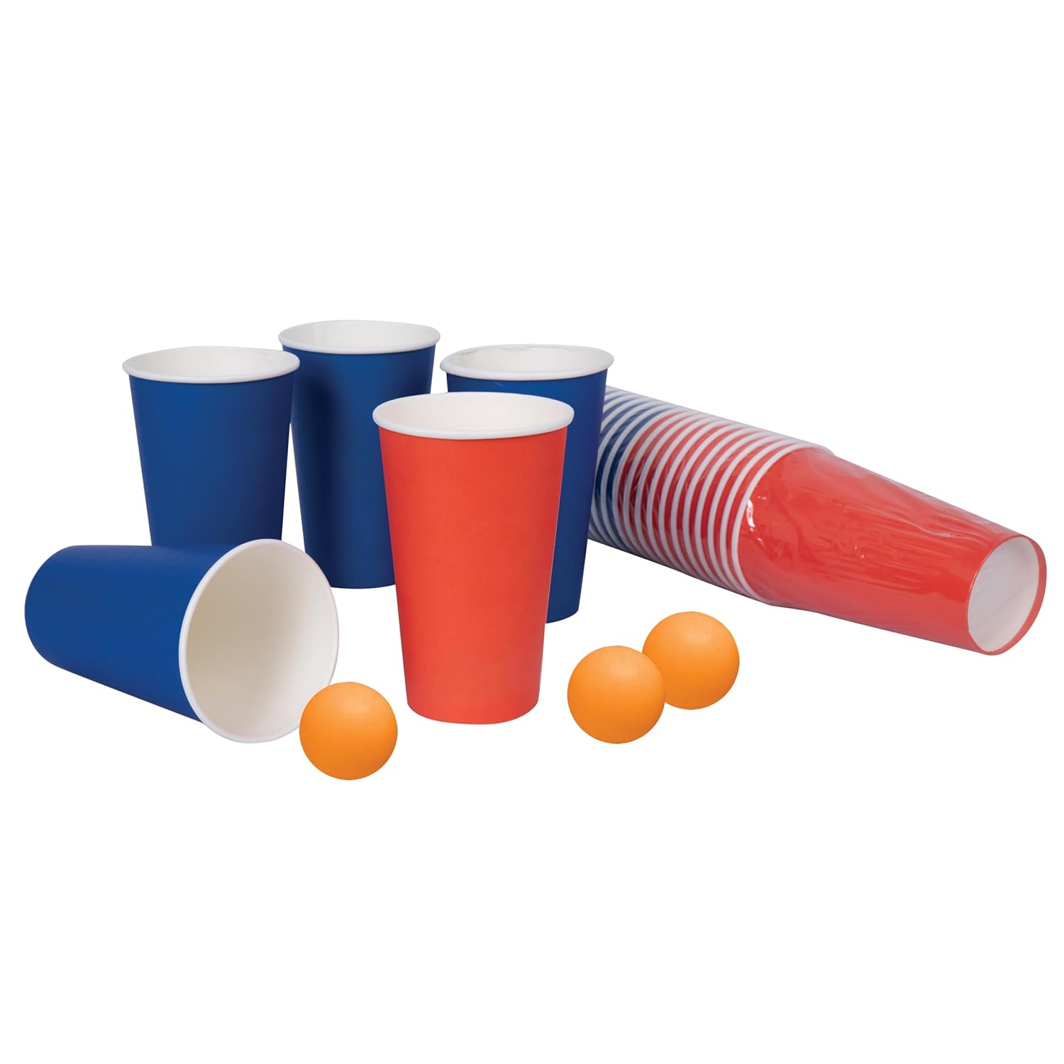 P'tit Clown - 23824 - Set Beer Pong - 20 Gobelets Rouges, Bleus - 3 Balles - pour Jeux à Boire, Drinking Games, Oktoberfest, Anniversaire, EVG, EVJF, Soirée Apéro, Festivals, Campings, Mariages