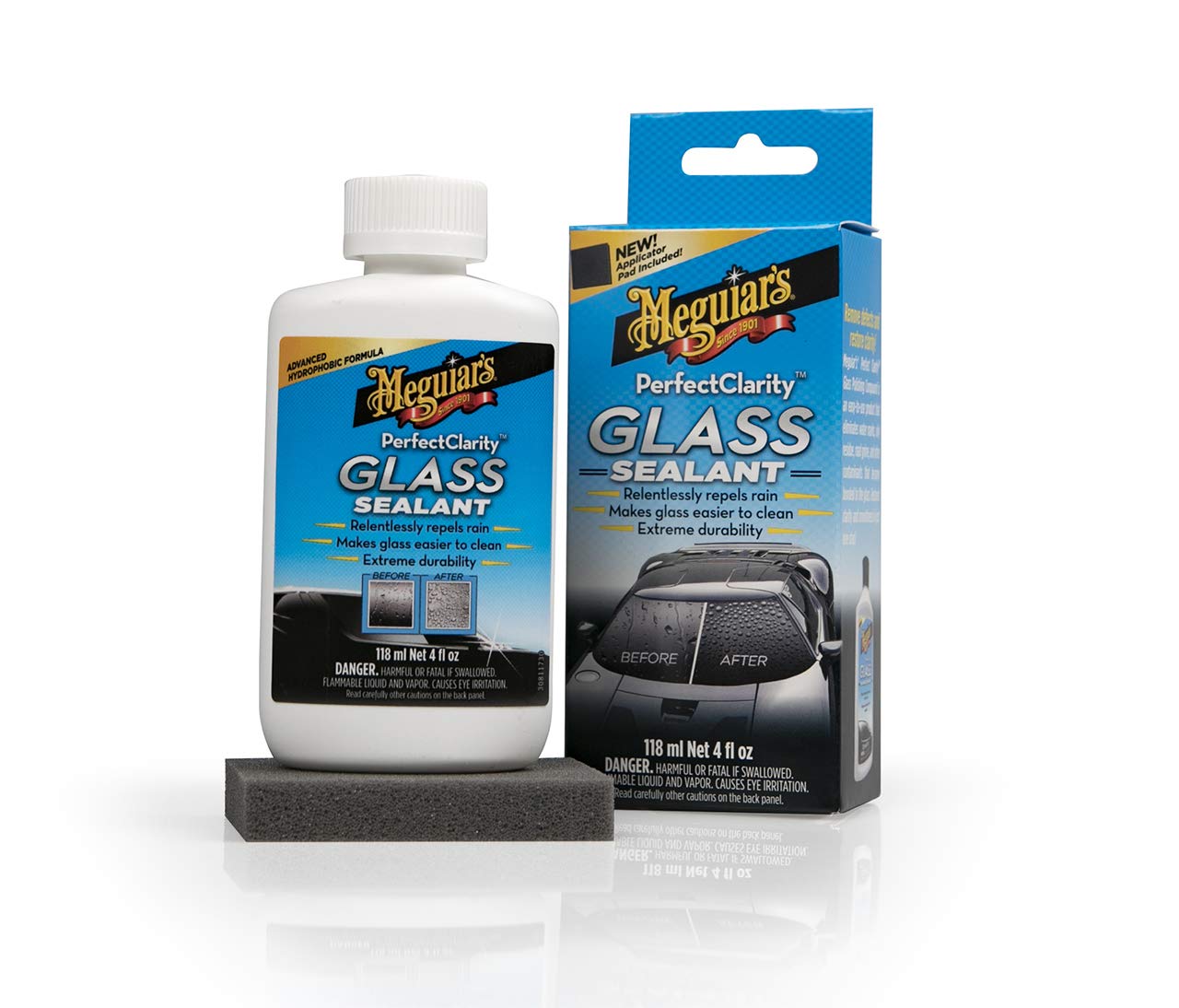Meguiar's G8504 Protection Anti-Pluie - 118ml - Repousse Durablement l'eau, Facilite Le Nettoyage du Pare-Brise et des Vitres