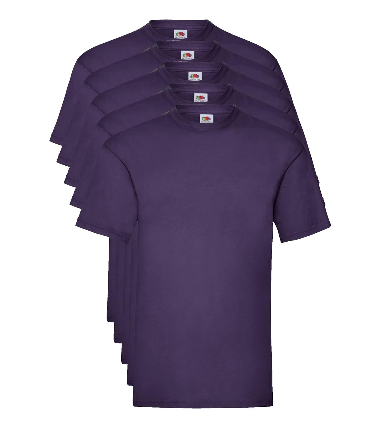Fruit of the Loom Valueweight 5 Pack, T-Shirt Homme, Violet (Purple PE), Large
