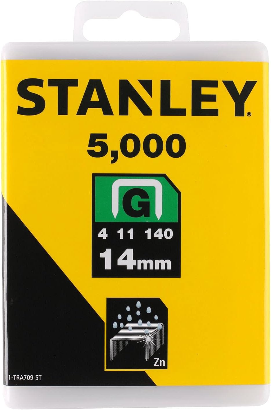 Stanley 1-TRA709-5T Lot de 5 000 agrafes robustes de type G 14 mm Jaune