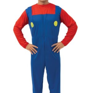 P’TIT CLOWN - 10440 - Déguisement Plombier Adulte - Parfait pour Carnaval, Fêtes Costumées et Évènements à Thème - Look Complet et Amusant - Facile à Enfiler - Polyester - Bleu, Rouge - Taille S/M