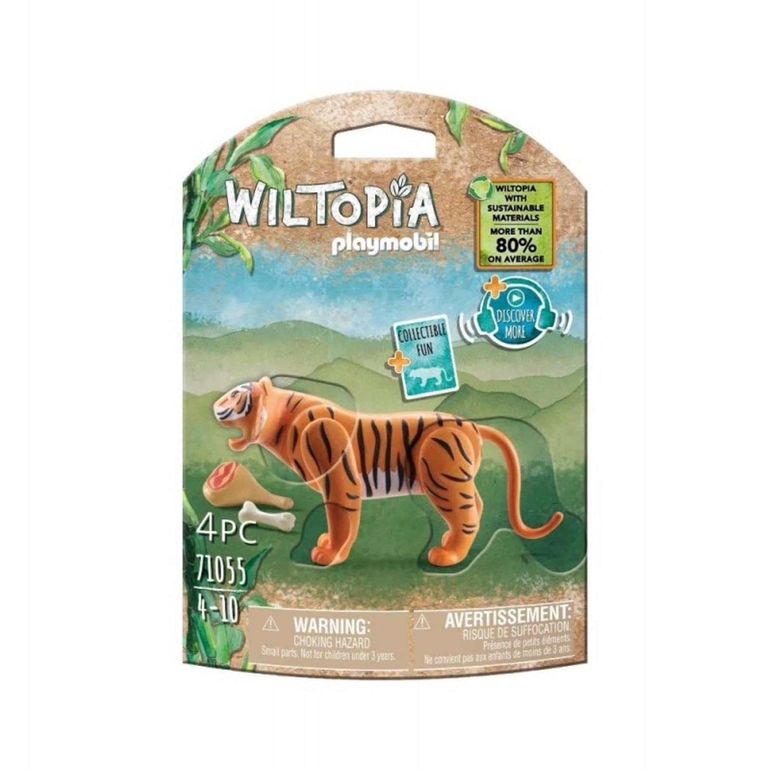 Playmobil 71055 Tigre - Wiltopia - Carte d'animaux à Collectionner - Gamme Wiltopia avec Plus de 80% de matériaux recyclés ou biosourcés en Moyenne - Dès 4 Ans