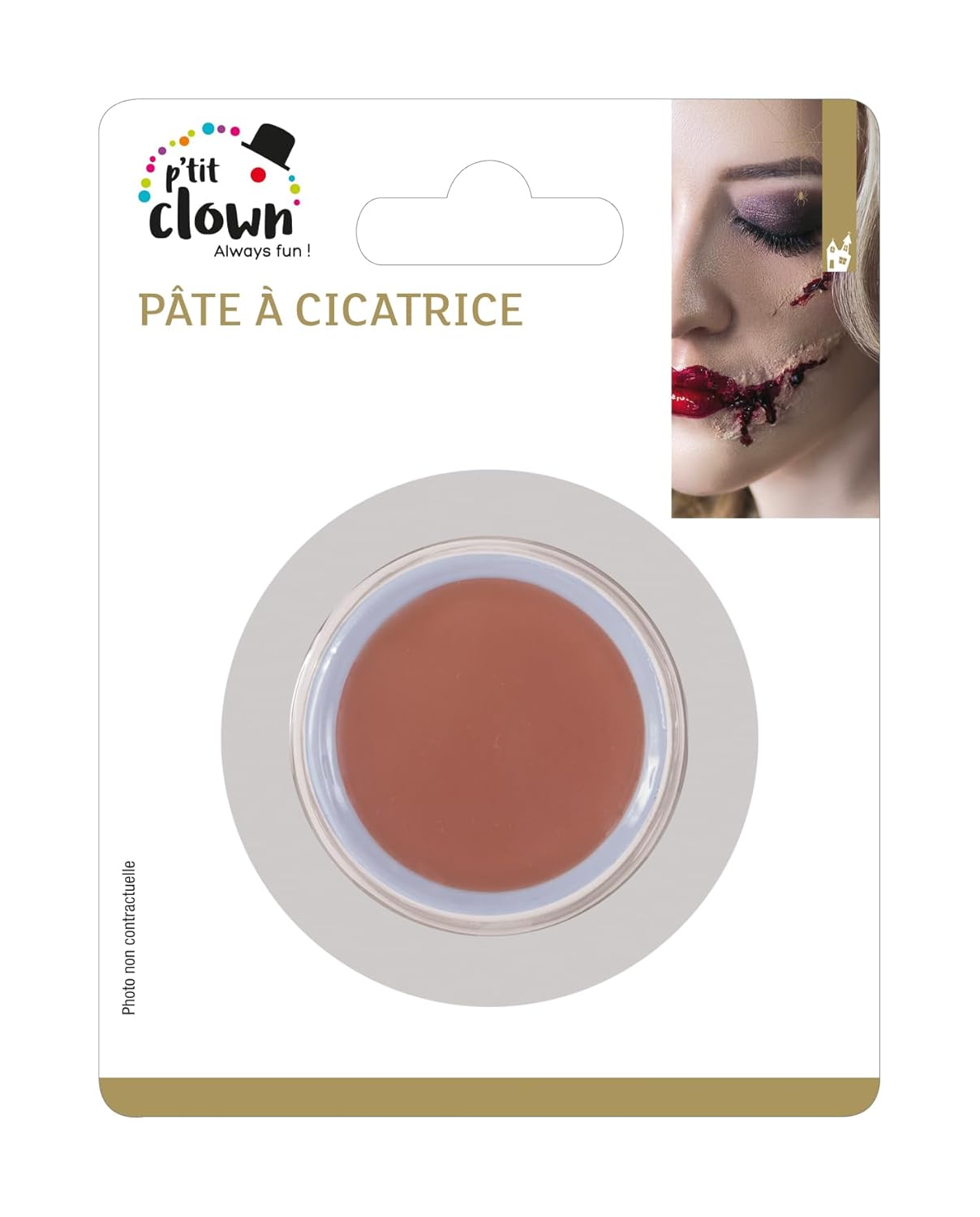 P'TIT CLOWN - 20070 - 4 g - Pâte à Cicatrice Maquillage Effets Spéciaux - Réaliste - Déguisement - Gel Modelage Peau Halloween, Cosplay, Théâtre, Films, Carnaval