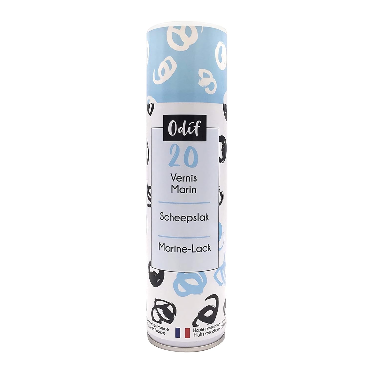 Odif - Vernis Marin 20 - Vernis Transparent pour Loisirs Créatifs, Finition Brillante - Résistant aux UV et Intempéries - Protection Intérieur et Extérieur - Tous Supports - Spray de 400 ml