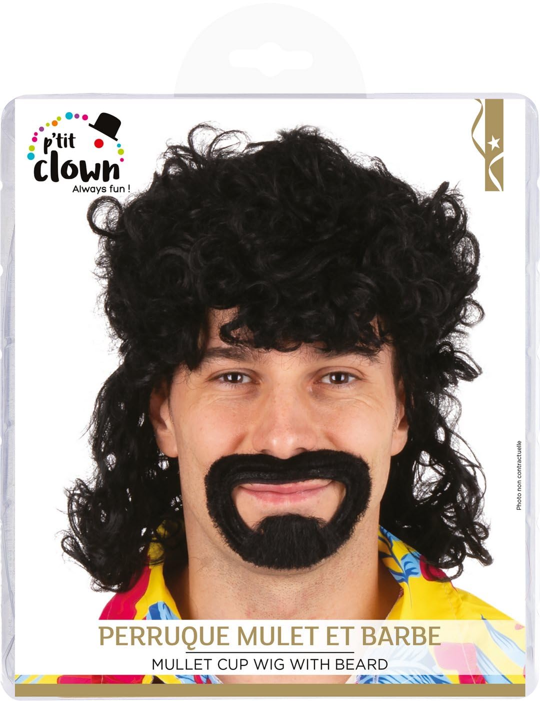 P'TIT CLOWN — Perruque mulet et barbe adulte homme noir – Image 3
