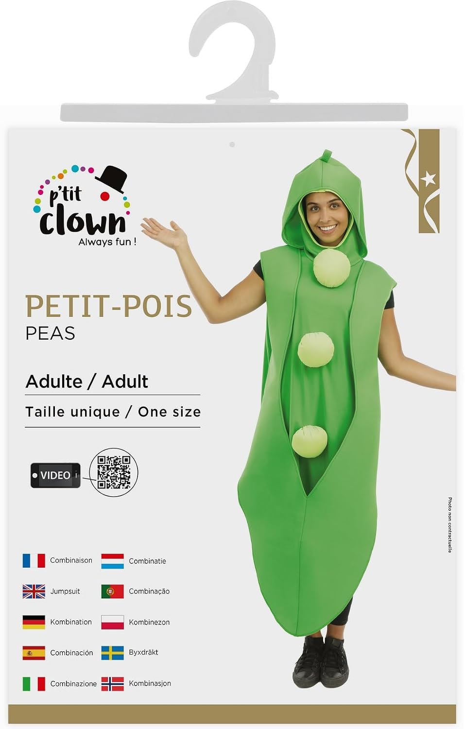 P'TIT CLOWN — Costume Petits-Pois Adulte Taille Unique – Image 4