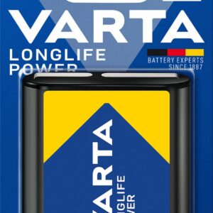 VARTA Piles 4,5V Pile Plate, lot de 1, Longlife Power, Alcaline, adaptée aux lampes et appareils à forte consommation d'énergie