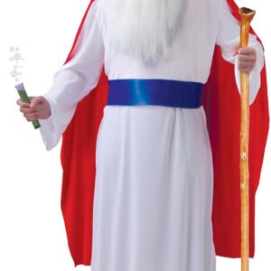 FIESTAS GUIRCA | Costume de Druide Adulte (48-50/M) - Cape, Ceinture et Tunique pour Fêtes de Gaulois, Halloween et Carnaval - Idéal pour Hommes lors de Célébrations et Événements - Blanc et Rouge