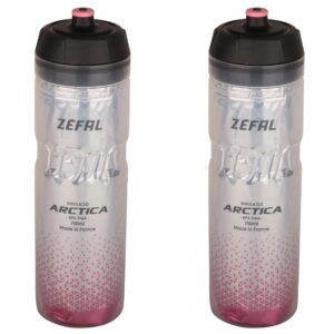 ZEFAL Pack Arctica 75 - Lot de Deux Bidons Vélo 750 ML - Gourde Vélo Isotherme - Inodore et Etanche - Bidon Sport sans BPA - Argent/Rose Pâle