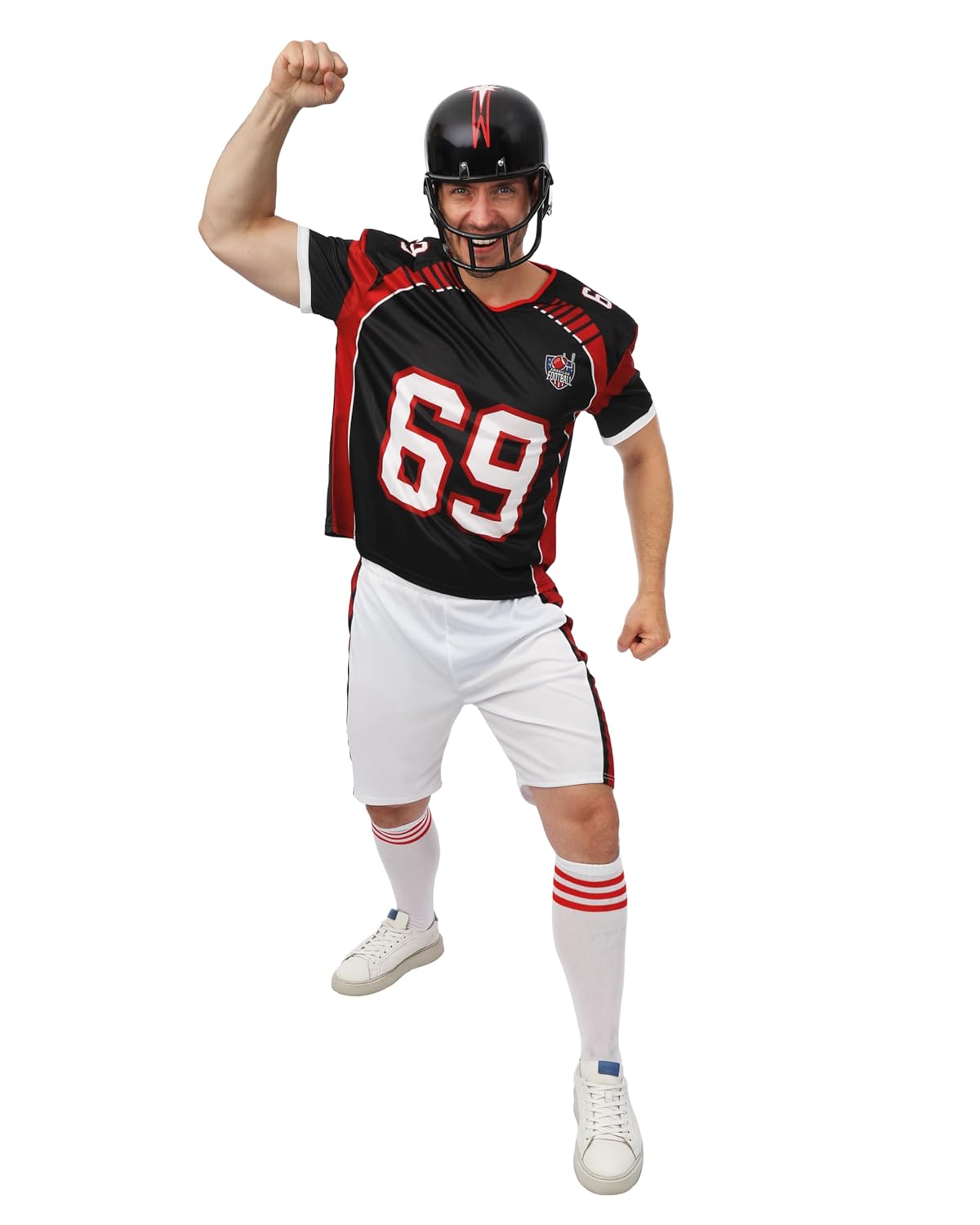 P'TIT CLOWN - Déguisement Footballeur Américain Adulte - Costume Sportif Humour, Drôle - Tenue Carnaval, Fêtes Costumées, Halloween, Soirées à Thème, Cosplay (L-XL)