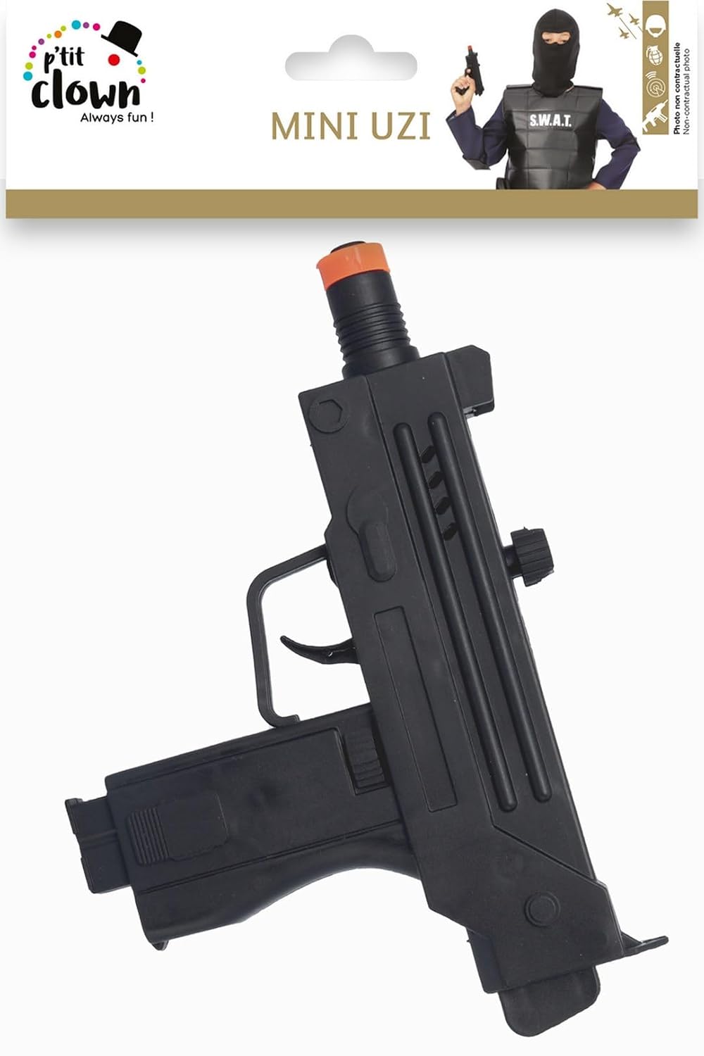 P’TIT CLOWN — Faux mini pistolet Uzi à silex 18 cm – Image 6