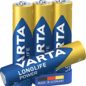 VARTA Piles AAA, lot de 4, Longlife Power, Alcalines, 1,5V, adaptées aux jouets, souris sans fil, lampes de poche, Made in Germany