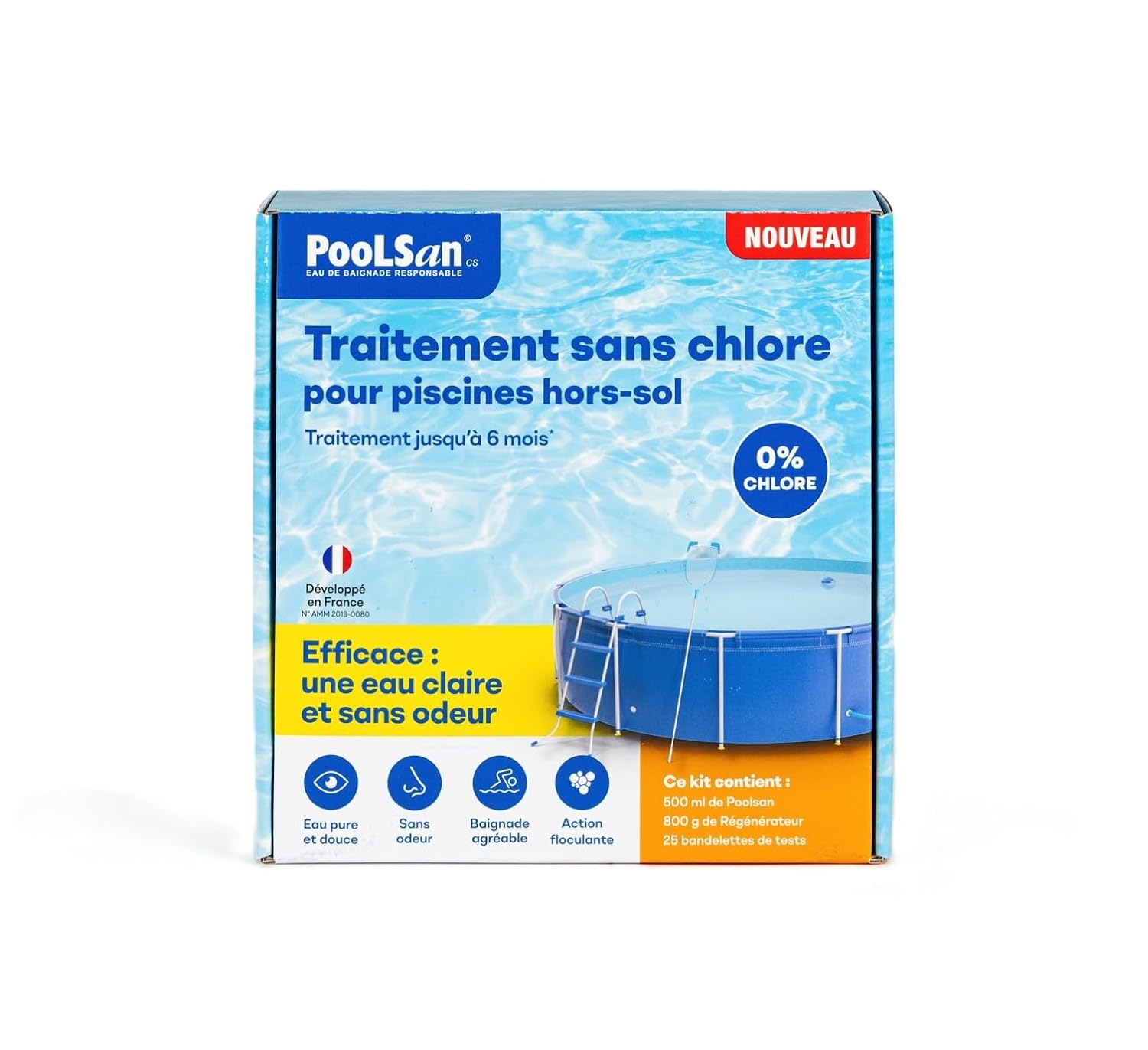 BSI PooLSan — solution sans chlore piscine hors-sol 6 mois