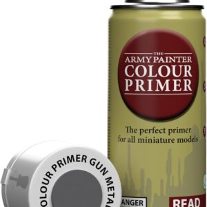 The Army Painter, Colour Primer Gun Metal, 400 ml Spray Acrylique Métal Canon, Apprêt pour la Peinture de Figurines Warhammer et Donjon et Dragon