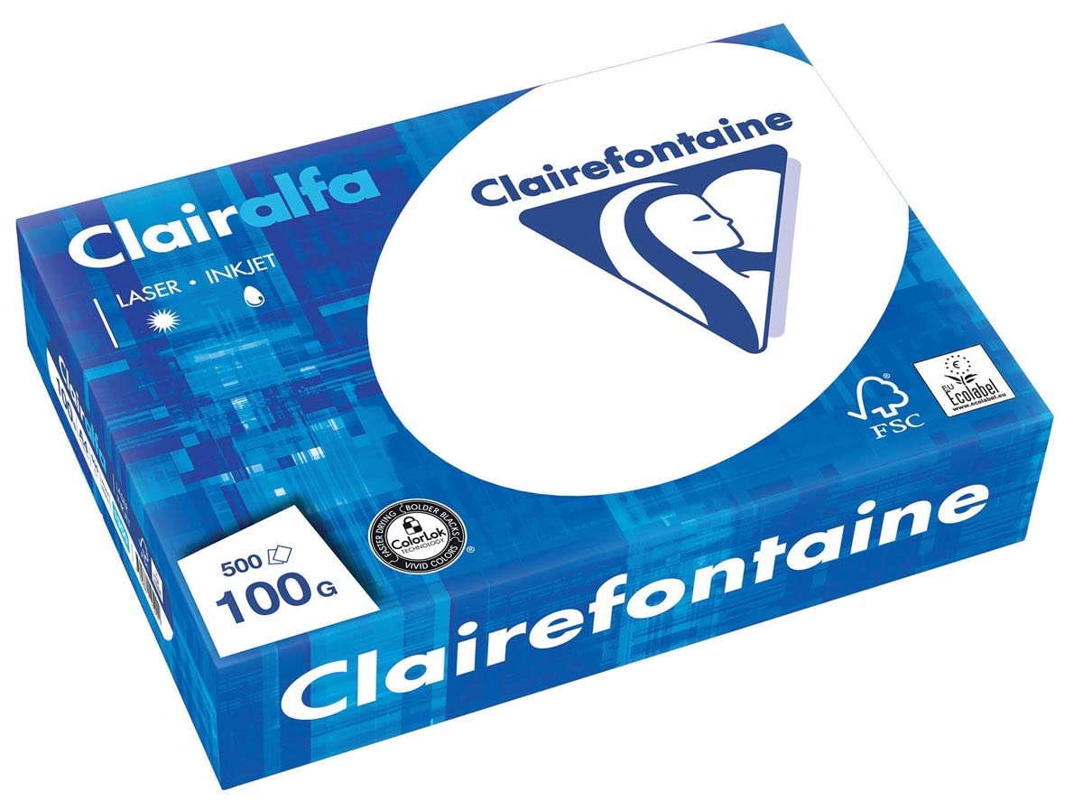Clairefontaine 1950C - Clairalfa - Lot de 500 Feuilles de Papier - A4 - 100 g - Blanc